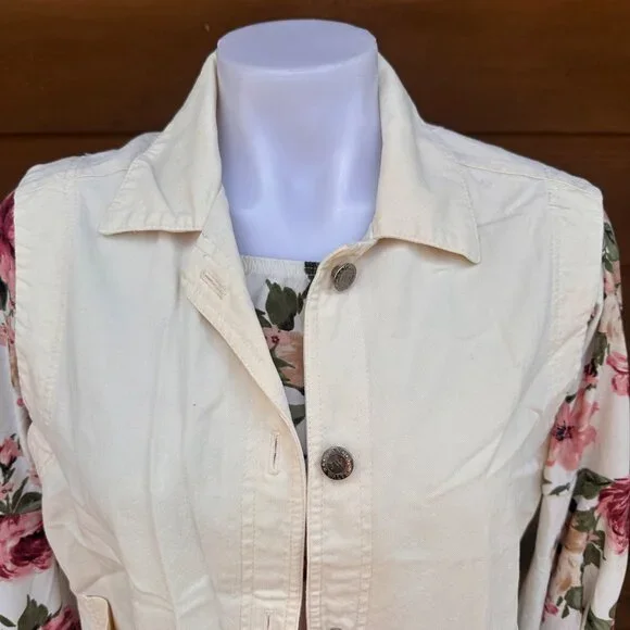 Vintage Joan Walter Lemon Creme Denim Vest Size M - Picture 4 of 9